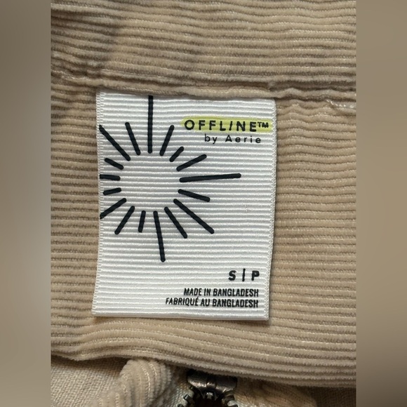 Aerie Beige Ribbed Pullover Quarter Zip size Small (oversized) - Picture 8 of 15